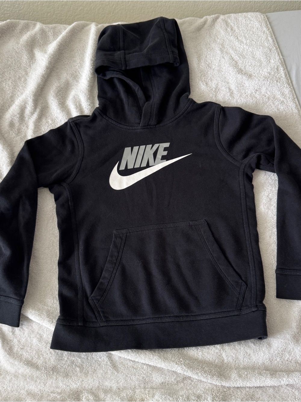 Nike Black Kids Hoodie with White Swoosh Logo Size Small